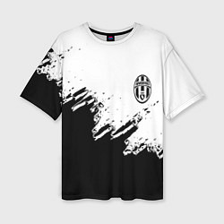Футболка оверсайз женская Juventus black sport texture, цвет: 3D-принт