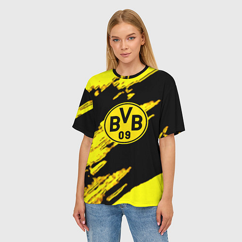 Женская футболка оверсайз Боруссия Дортмунд желтый спорт / 3D-принт – фото 3