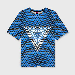 Футболка оверсайз женская Синие и чёрные треугольники, цвет: 3D-принт