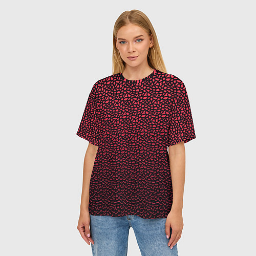 Женская футболка оверсайз Тёмно-красный объёмный паттерн / 3D-принт – фото 3