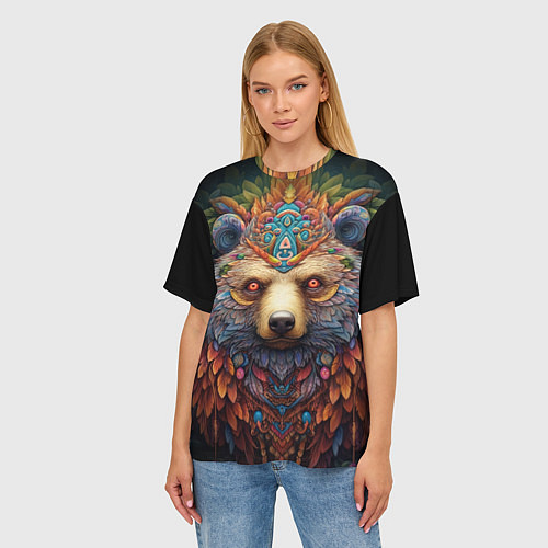 Женская футболка оверсайз Медведь фентези / 3D-принт – фото 3