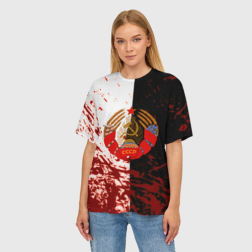 Женская футболка оверсайз СССР гранжевые краски прошлого / 3D-принт – фото 3