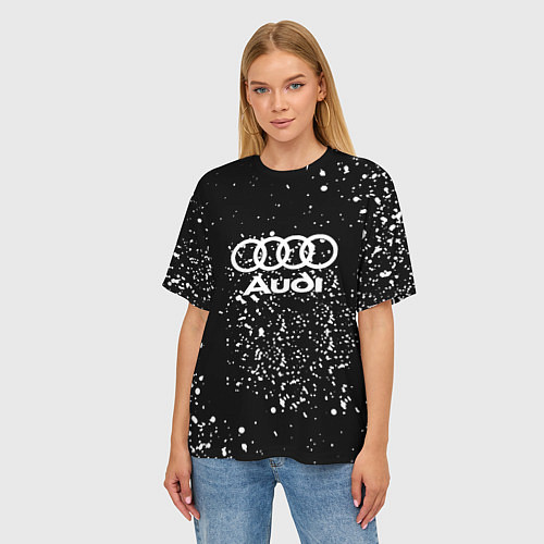 Женская футболка оверсайз Audi белая краска авто спорт / 3D-принт – фото 3