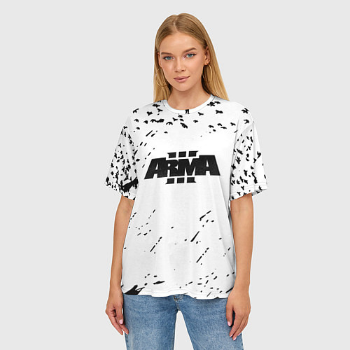 Женская футболка оверсайз Arma 3 брызги красок экшен / 3D-принт – фото 3
