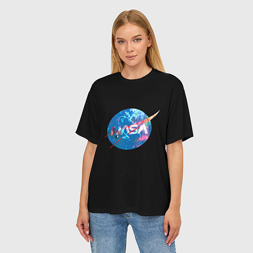 Женская футболка оверсайз NASA true space star / 3D-принт – фото 3