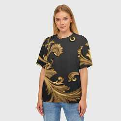 Футболка оверсайз женская Лепнина золотые объемные узоры, цвет: 3D-принт — фото 2