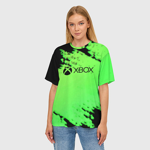 Женская футболка оверсайз Xbox game pass краски / 3D-принт – фото 3