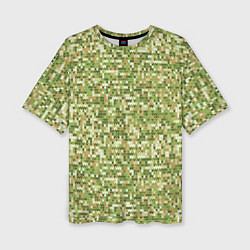 Женская футболка оверсайз В зеленых тонах вязаный трикотажный однотонный узо