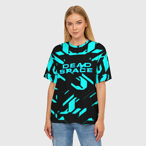 Женская футболка оверсайз Dead space айзек стиль неоновая броня / 3D-принт – фото 3