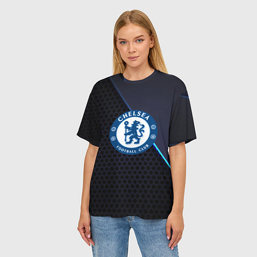 Женская футболка оверсайз Chelsea carbon sport / 3D-принт – фото 3