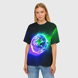 Футболка оверсайз женская Космическая земля, цвет: 3D-принт — фото 2
