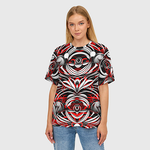 Женская футболка оверсайз Узоры паттерны / 3D-принт – фото 3