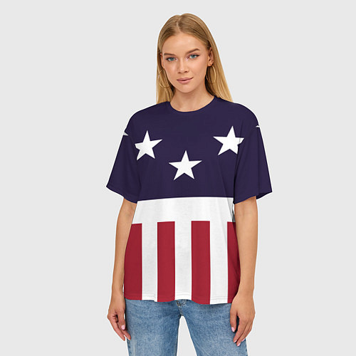 Женская футболка оверсайз Флаг Америки / 3D-принт – фото 3