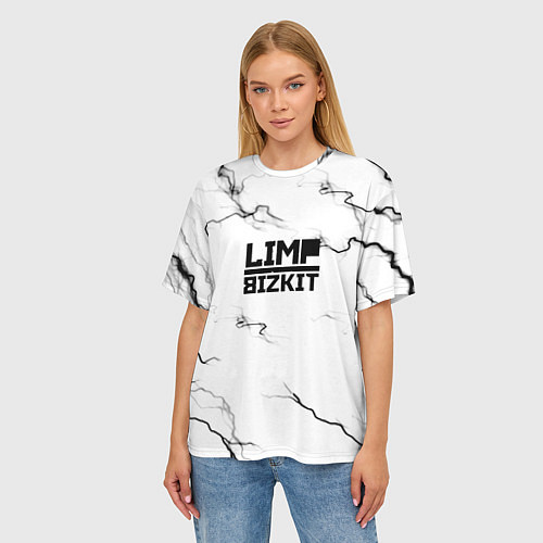 Женская футболка оверсайз Limp bizkit storm black / 3D-принт – фото 3