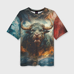 Футболка оверсайз женская Дикий бык, цвет: 3D-принт