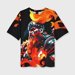 Футболка оверсайз женская Викинг в огне, цвет: 3D-принт