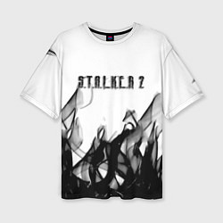 Футболка оверсайз женская Stalker 2 черный огонь абстракция, цвет: 3D-принт
