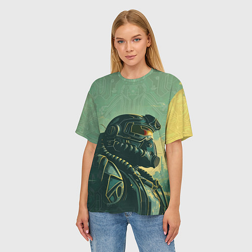Женская футболка оверсайз Солдат из Братства Стали / 3D-принт – фото 3