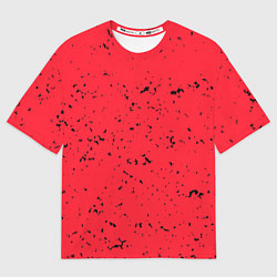 Женская футболка оверсайз Насыщенный коралловый с чёрными вкраплениями