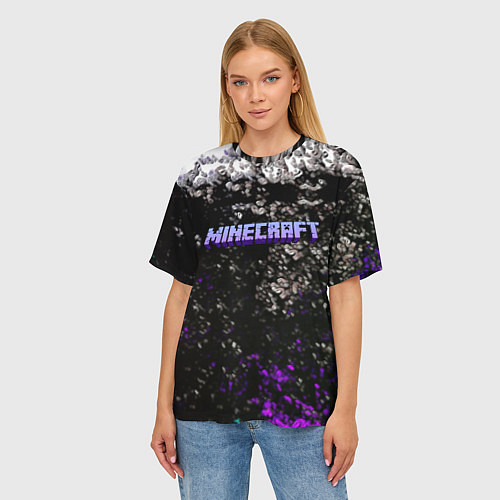Женская футболка оверсайз Minecraft брызги красок неон / 3D-принт – фото 3