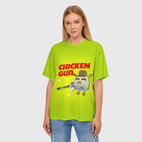 Женская футболка оверсайз Чикен Ган - игра / 3D-принт – фото 3