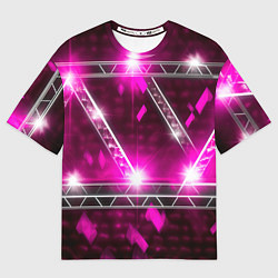 Футболка оверсайз женская Серебряные и синие вставки абстракции, цвет: 3D-принт