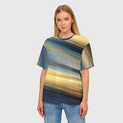 Футболка оверсайз женская Синяя и желтая изогнутая абстракция, цвет: 3D-принт — фото 2