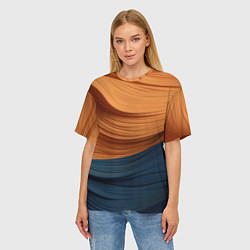 Футболка оверсайз женская Оранжевая и синяя абстракция, цвет: 3D-принт — фото 2