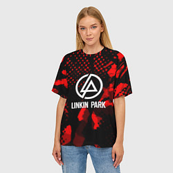 Футболка оверсайз женская Linkin park краски текстуры, цвет: 3D-принт — фото 2