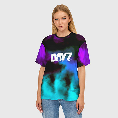 Женская футболка оверсайз Dayz неоновый космос / 3D-принт – фото 3