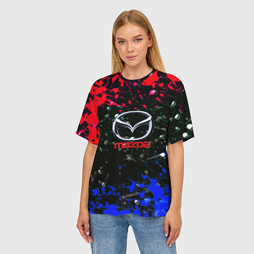 Женская футболка оверсайз Mazda краски абстракция спорт / 3D-принт – фото 3