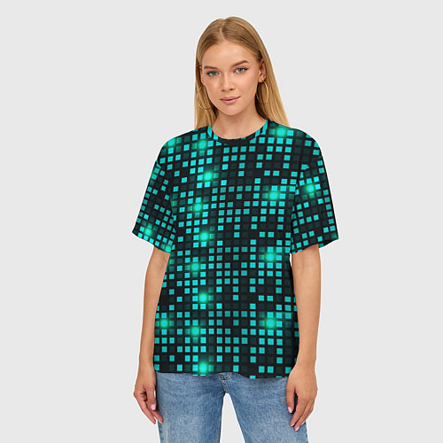 Женская футболка оверсайз Неоновый светящийся / 3D-принт – фото 3