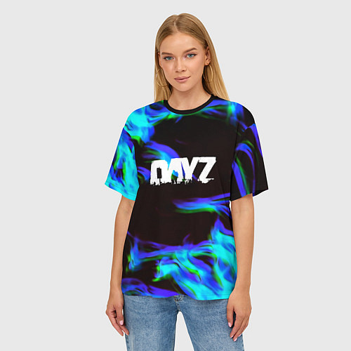 Женская футболка оверсайз Dayz огонь синий / 3D-принт – фото 3