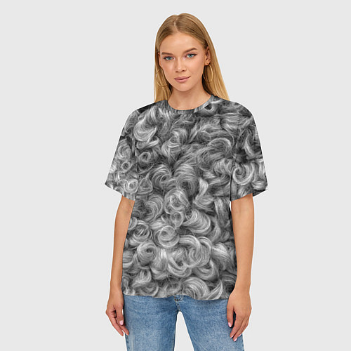 Женская футболка оверсайз Кудрявая шерсть баранов / 3D-принт – фото 3