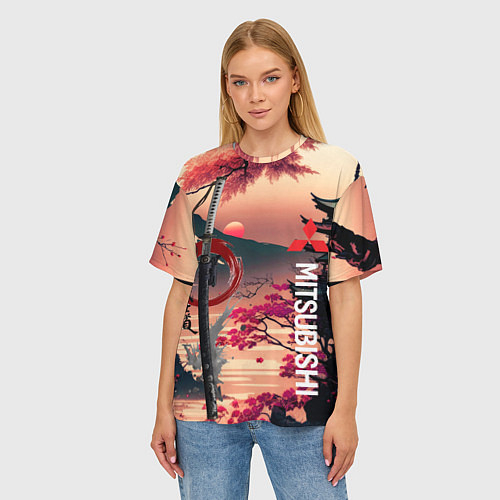 Женская футболка оверсайз Катана Mitsubishi / 3D-принт – фото 3