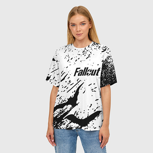 Женская футболка оверсайз Fallout краски летучие мыши / 3D-принт – фото 3