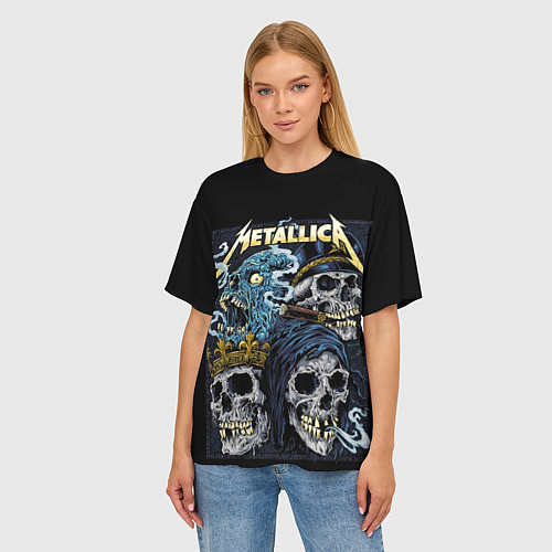 Женская футболка оверсайз Metallica - skulls / 3D-принт – фото 3