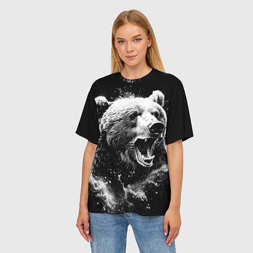 Женская футболка оверсайз Медведь на охоте / 3D-принт – фото 3