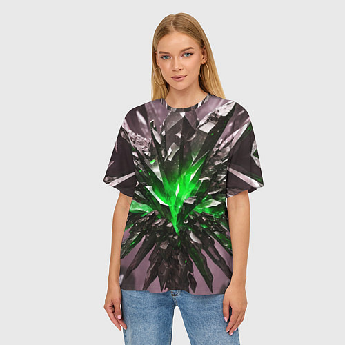 Женская футболка оверсайз Драгоценный камень зелёный / 3D-принт – фото 3