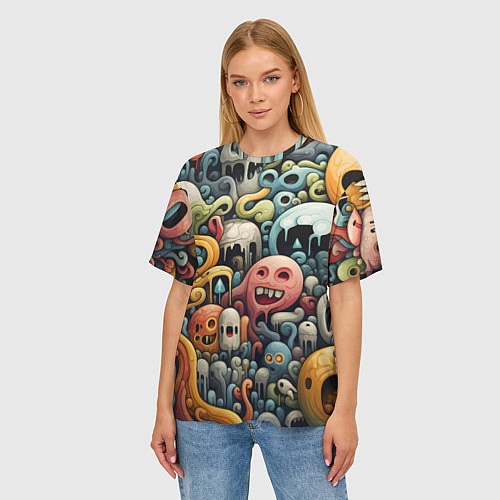 Женская футболка оверсайз Странная абстракция / 3D-принт – фото 3