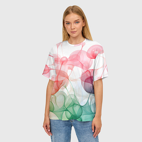 Женская футболка оверсайз Цветные пузыри / 3D-принт – фото 3