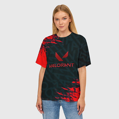 Женская футболка оверсайз Valorant текстура краски / 3D-принт – фото 3