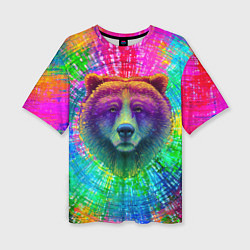 Футболка оверсайз женская Цветной медведь, цвет: 3D-принт
