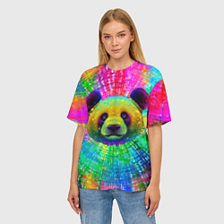 Футболка оверсайз женская Цветная панда, цвет: 3D-принт — фото 2