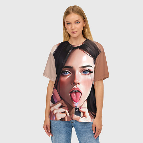 Женская футболка оверсайз Меган Фокс с зажигалкой из фильма Тело Дженнифер / 3D-принт – фото 3