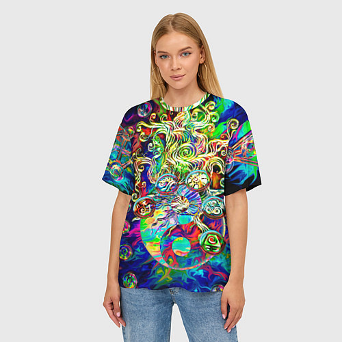 Женская футболка оверсайз Знаковые пузырьки / 3D-принт – фото 3