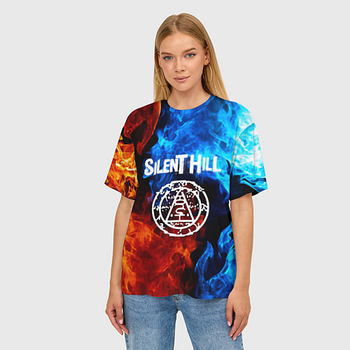 Женская футболка оверсайз Silent hill огненный стиль / 3D-принт – фото 3