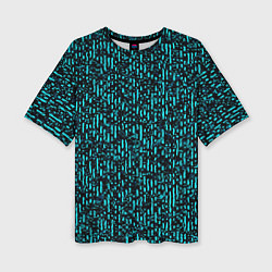 Футболка оверсайз женская Чёрно-бирюзовый абстракция, цвет: 3D-принт