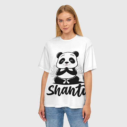 Женская футболка оверсайз Шанти панда / 3D-принт – фото 3