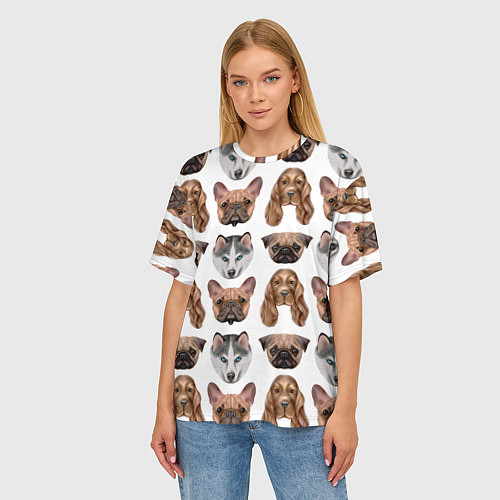 Женская футболка оверсайз Текстура собак / 3D-принт – фото 3